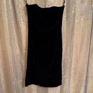 Vintage Niki Lavis Originals USA Black Velvet Strapless Mini Dress Size 4